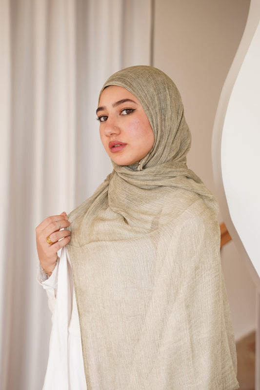 Soft Crinkle Weave - Greenish Beige