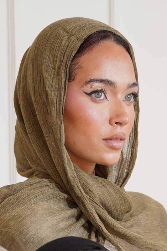 Soft Crinkle Weave - Olive Beige